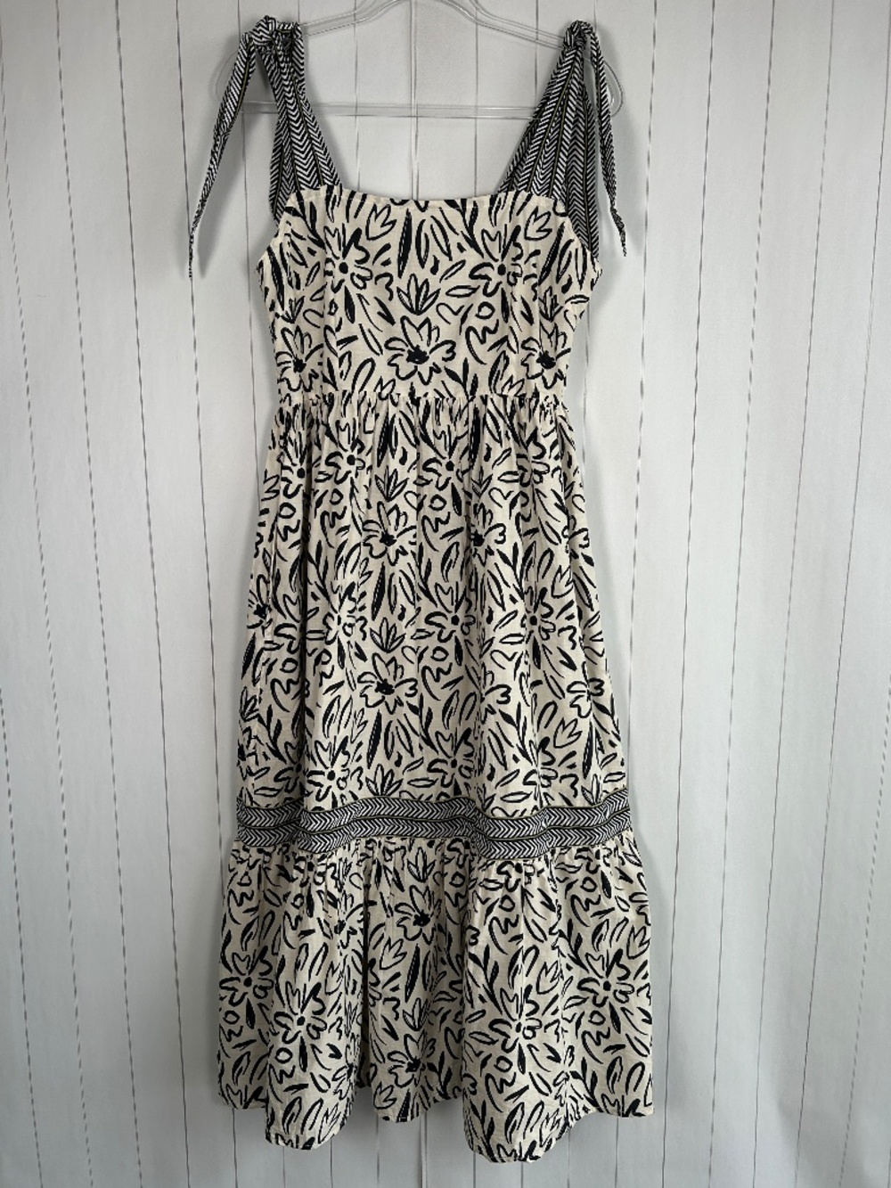 Elizabeth James the Label size S maxi dress cotton block print beige floral